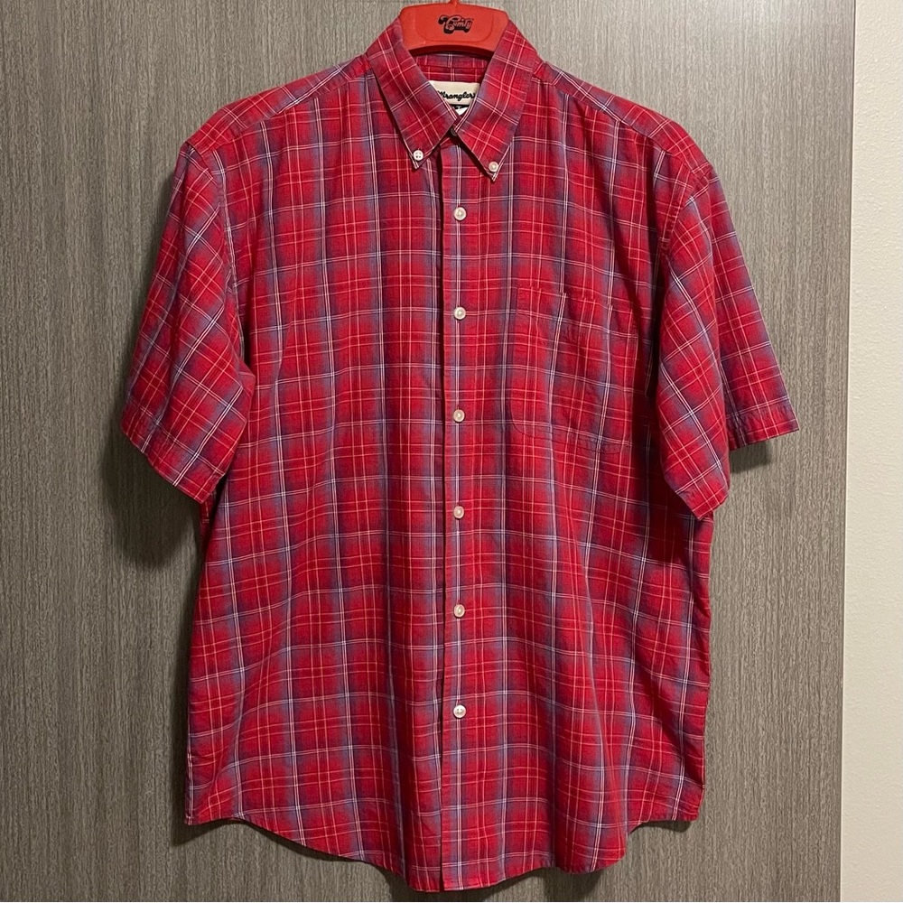Wrangler Riata Plaid Shirt - Lightweight Red White & Blue - Size Large